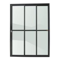 Porta de Correr 3 Folhas 1/3 Super Vidro Liso 210cm x 120cm Brimak Preto Porta de Correr 3 Folhas 1/3 Super Vidro Liso 210cm x 120cm Brimak Preto