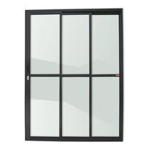Porta de Correr 3 Folhas 1/3 Super Vidro Liso 210cm x 150cm Brimak Preto Porta de Correr 3 Folhas 1/3 Super Vidro Liso 210cm x 150cm Brimak Preto