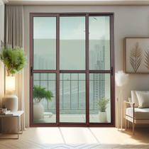 Porta de Correr 3 Folhas Moveis Sequenciais 210 X 120 Elite com Fecho Automático Vidro Liso Porta de Correr 3 Folhas Moveis Sequenciais 210 X 120 Elite com Fecho Automático Vidro Liso