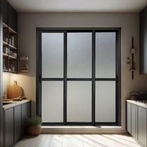 Porta de Correr 3 Folhas Moveis Sequenciais 210 X 150 Elite com Fecho Automático Vidro Liso Porta de Correr 3 Folhas Moveis Sequenciais 210 X 150 Elite com Fecho Automático Vidro Liso