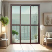 Porta de Correr 3 Folhas Moveis Sequenciais 210 X 200 Elite com Fechadura Tetra Vidro Liso Porta de Correr 3 Folhas Moveis Sequenciais 210 X 200 Elite com Fechadura Tetra Vidro Liso