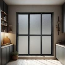 Porta de Correr 3 Folhas Moveis Sequenciais 210 X 240 Elite com Fecho Automático Vidro Liso