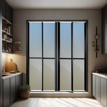 Porta de Correr 4 Folhas Moveis 210 x 240 Elite com Fechadura Tetra Vidro Reflex Mix Preto Brimak Porta de Correr 4 Folhas Moveis 210 x 240 Elite com Fechadura Tetra Vidro Reflex Mix Preto Brimak