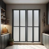 Porta de Correr 4 Folhas Moveis 210 X 240 Elite com Fecho Automático Vidro Liso Porta de Correr 4 Folhas Moveis 210 X 240 Elite com Fecho Automático Vidro Liso