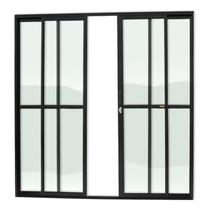 Porta de Correr 4 Folhas Super Vidro Liso 210cm x 240cm Brimak Preto Porta de Correr 4 Folhas Super Vidro Liso 210cm x 240cm Brimak Preto