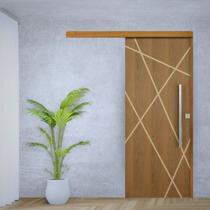 Porta de Correr Agatha Trilho Embutir Puxador Tubolar 800 Mm Cromado 120 X 210 Abertura Direita
