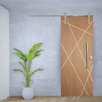 Porta de Correr Agatha Trilho Soft Puxador Tubolar 800 Mm 120 X 210 Abertura Esquerda