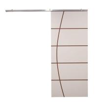 Porta De Correr Branco Prime Frisada Kit Alumínio F01 - 210x90