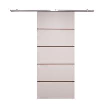 Porta De Correr Branco Prime Frisada Kit Alumínio F03 - 210x110