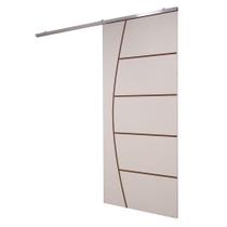 Porta De Correr Branco Prime Frisada Kit Alumínio F04 - 210x100