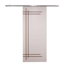 Porta De Correr Branco Prime Frisada Kit Alumínio F05 - 210x100