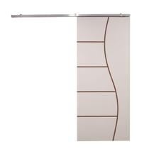 Porta De Correr Branco Prime Frisada Kit Alumínio F07 - 210x110