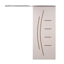 Porta De Correr Branco Prime Frisada Kit Alumínio F08 - Smile - 210x90 Porta De Correr Branco Prime Frisada Kit Alumínio F08 - Smile - 210x90