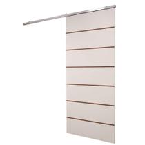 Porta De Correr Branco Prime Frisada Kit Alumínio F09 - 210x90