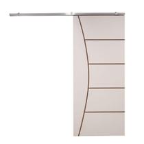 Porta De Correr Branco Prime Frisada Kit Alumínio F10 - 210x100