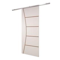 Porta De Correr Branco Prime Frisada Kit Alumínio F10 - 210x70