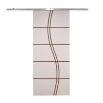 Porta De Correr Branco Prime Frisada Kit Alumínio Fs Duplo - 210x110