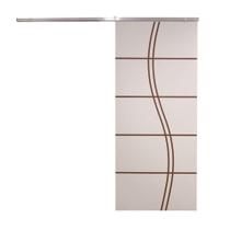 Porta De Correr Branco Prime Frisada Kit Alumínio Fs Duplo - 210x70