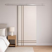 Porta de Correr Branco Prime Frisada Kit Alumínio