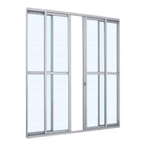 Porta de Correr com Divisão Central em Alumínio 216 x 200 x 6,6 cm 4 Folhas Alumifit Sasazaki