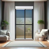 Porta de Correr com Persiana integrada 2 Folhas Móveis 220 X 150 Elite com Fecho Automático Vidro Reflex Mix Brimak Porta de Correr com Persiana integrada 2 Folhas Móveis 220 X 150 Elite com Fecho Automático Vidro Reflex Mix Brimak