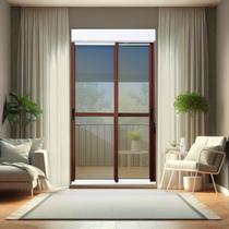 Porta de Correr com Persiana integrada 2 Folhas Móveis 220 X 150 Elite com Fecho Automático Vidro Reflex Mix Brimak