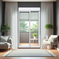 Porta de Correr com Persiana integrada 2 Folhas Móveis 220 X 180 Elite com Fecho Automático Vidro Liso Brimak Porta de Correr com Persiana integrada 2 Folhas Móveis 220 X 180 Elite com Fecho Automático Vidro Liso Brimak