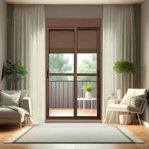 Porta de Correr com Persiana integrada 2 Folhas Móveis 220 X 180 Elite com Fecho Automático Vidro Liso Brimak Porta de Correr com Persiana integrada 2 Folhas Móveis 220 X 180 Elite com Fecho Automático Vidro Liso Brimak