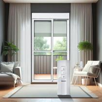 Porta de Correr com Persiana integrada com Motor e Controle Remoto 2 Folhas Móveis 220 X 120 Elite com Fecho Automático Vidro Liso Brimak
