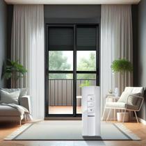Porta de Correr com Persiana integrada com Motor e Controle Remoto 2 Folhas Móveis 220 X 180 Elite com Fecho Automático Vidro Liso Brimak