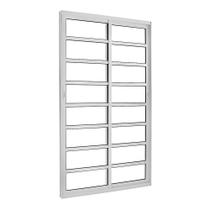 Porta de Correr com Travessa Alumínio Branco 2 Folhas Móveis 210x150x8,6cm Topsul