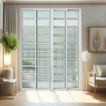 Porta de Correr com Travessas 4 Folhas Moveis 210 X 240 Elite com Fecho Automático Vidro Liso Porta de Correr com Travessas 4 Folhas Moveis 210 X 240 Elite com Fecho Automático Vidro Liso