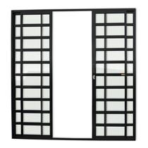 Porta de Correr com Travessas 4 Folhas Super Vidro Liso 210cm X 200cm Brimak Porta de Correr com Travessas 4 Folhas Super Vidro Liso 210cm X 200cm Brimak