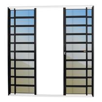 Porta de Correr com Travessas 4 Folhas Super Vidro Reflex 210cm x 240cm Brimak Mix Preto Porta de Correr com Travessas 4 Folhas Super Vidro Reflex 210cm x 240cm Brimak Mix Preto