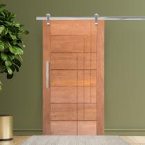 Porta de Correr Completa BBB 3 Frisos 102x210cm em Madeira Maciça Cedro Arana