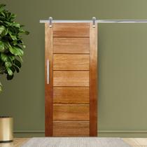 Porta de Correr Completa BBB 82x210cm em Madeira Maciça Cedro Arana