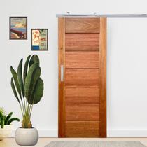 Porta de Correr Completa BBB Linha Econômica 90x210cm em Madeira Maciça Cedro Arana