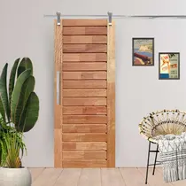 Porta de Correr Completa Comercial 82x210cm em Madeira Maciça Cedro Arana Porta de Correr Completa Comercial 82x210cm em Madeira Maciça Cedro Arana