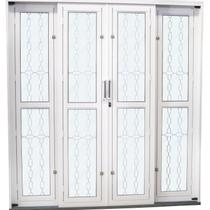 Porta de Correr de Aço 215x200cm Pantografica Grade Elo Ideal Crv Esquadrias Branco