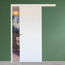 Porta de Correr de Madeira Ripada Completa 210x82cm com Fechadura e Ferragens Branco Casablanca Porta de Correr de Madeira Ripada Completa 210x82cm com Fechadura e Ferragens Branco Casablanca