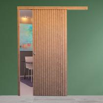 Porta de Correr de Madeira Ripada Completa 210x82cm com Fechadura e Ferragens Porta de Correr de Madeira Ripada Completa 210x82cm com Fechadura e Ferragens