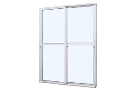 Porta de Correr em Alumínio Branco Caribe Max 215x150x11,8cm 2 Folhas Móveis Fechadura c/ Tela Jap