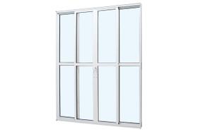 Porta de Correr em Alumínio Branco Caribe Max 215x200 x8cm 4 Folhas c/ Fechadura Jap