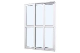 Porta de Correr em Alumínio Branco Caribe Max 215x200x11,8cm 3 Folhas Móveis c/ Fechadura Jap