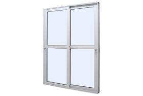 Porta de Correr em Alumínio Branco Perfecta Max 215x120x13,1cm 2 Folhas Móveis c/ Tela Jap