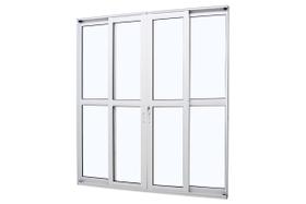 Porta de Correr em Alumínio Branco Perfecta Max 215x200x13,1cm 4 Folhas c/ Tela Jap