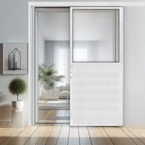 Porta de Correr Lambri de Aluminio 215x100cm com Vidro Mini Borel
