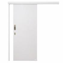 Porta de Correr Madeira 210x70 Branco Prime Kit Completo Trilho Fechadura Porta de Correr Madeira 210x70 Branco Prime Kit Completo Trilho Fechadura