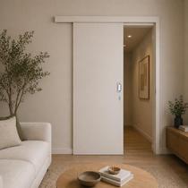 Porta De Correr Madeira 80x210 Cm Com Fechadura E Puxador