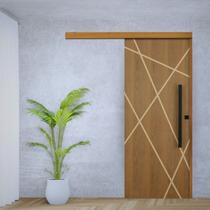 Porta de Correr Padrão Imbuia Agatha Trilho Embutir Puxador Barra Chata 800 Mm Preto 92 X 210 Direit